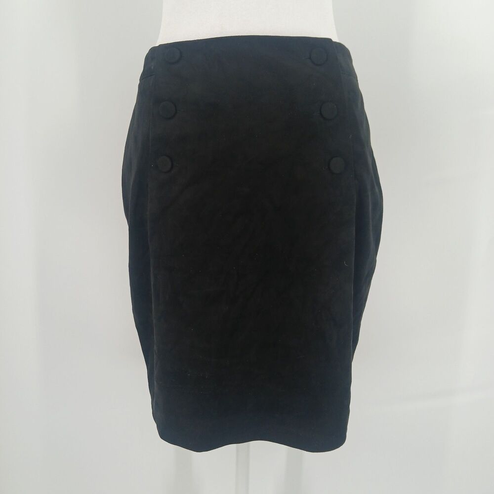 H&M Womens Black Faux Suede Pencil Mini Skirt Size 6